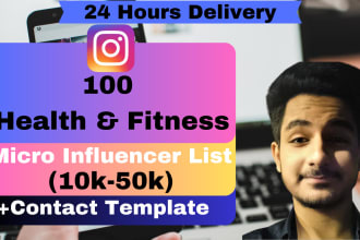 provide a list of 100 health fitness micro influencer instagram