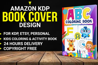 create kids coloring book, activity book cover design for amazon kdp