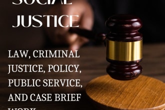 write law criminal justice, policy, public service, and case brief work