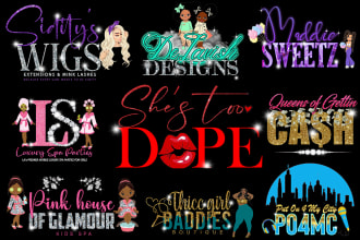 design beauty salon, eyelashes, hair extension, boutique, glitter logo