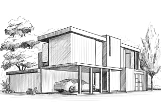 draw detailed landscape and architectural sketches