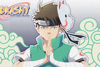 draw you in naruto anime manga style , pro