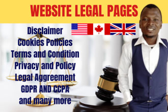 write terms and conditions, privacy policy, legal contract agreement for shopify