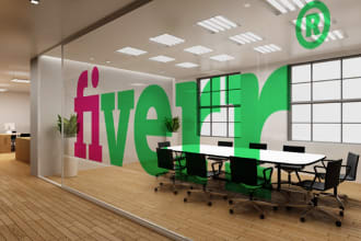 mockup your logo or text on Office Interior