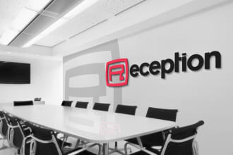 virtually add your logo or text to photo realistic office