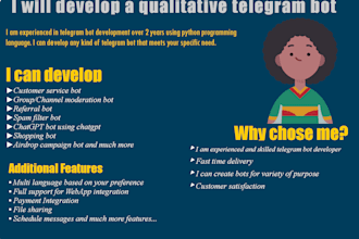 turn your ideas into high performing telegram bots