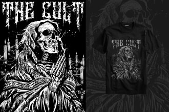 draw detailed dark art, horror skull for cover, t shirt