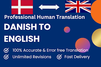 translate from danish to english and engilsh to danish perfectly