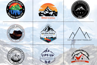 make 2 hand draw modern, vintage mountain or adventure logo