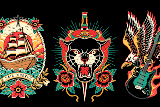 design custom old school traditional tattoo artwork