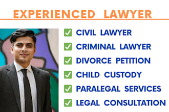your lawyer, paralegal in civil, criminal, family, divorce, child custody cases