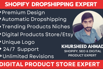 setup digital product shopify store dropshipping store