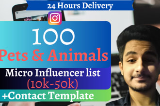 provide you list of 100 pets animals micro influencer instagram shoutout