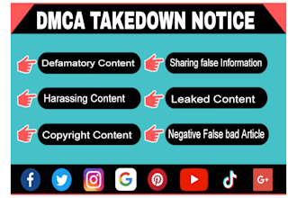 takedown notice to unwanted defamatory harassing spam bad false leaked content