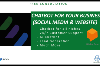 create ai chatbot using manychat, dialogflow or tidio