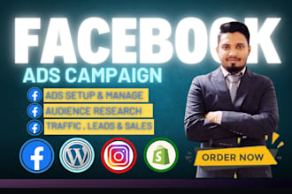 be your facebook advertising manager, run shopify fb ads campaign, instagram ads