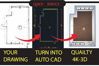 draw, redraw 2d architectural floor plan, blueprint autocad