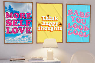 design a colorful typography cute wall art poster canvas for etsy
