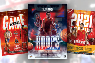 design basketball, football, rugby flyer in 24 hours