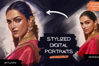 draw custom digital portrait paintings from your reference