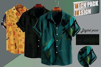 do shirt design and tech pack for your expectation