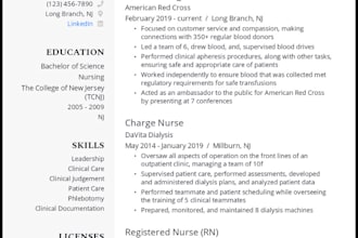 perfectly create and update rn resume and cover letters for nursing