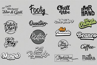 design custom hand lettering, scripted, cursive logo creation