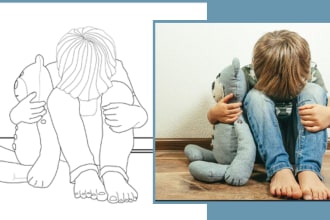 create a detailed vector line art for your pictures, objects and pets, stencil
