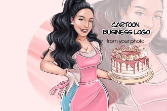 draw hand drawn business cartoon logo portrait design mascot