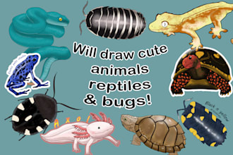 draw cute reptiles and bugs