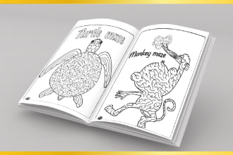 create maze puzzles in different shapes you want animals and fruits