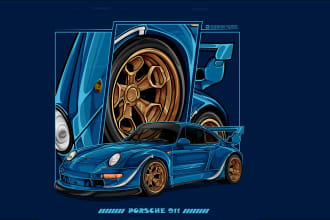draw automotive car illustration vector tshirt merch design