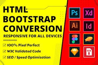 build html landing pages or one page html website, figma to html