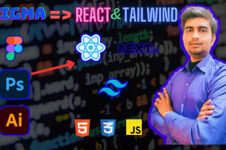 convert figma design to react js, next js, and tailwind CSS or any frontend work