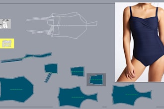 create sewing patterns, grading and pattern corrections for garments