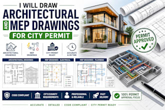 draw architectural and mep drawings for city permit