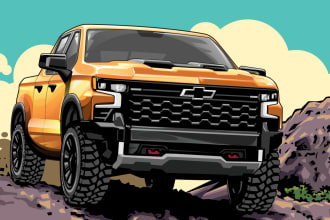 draw car or any vehicle to vector art style