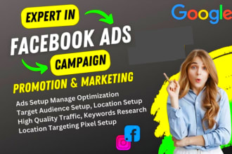 run facebook ads camping and instagram ads, and manage your business