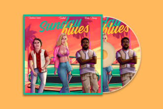 design cartoon illustrative album art or single cover art