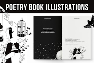 illustrate your poetry book with custom hand drawn line art
