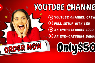 create a youtube channel with eye catching logo and banner