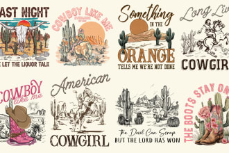 do retro vintage t shirt and western cowboy t shirt  design