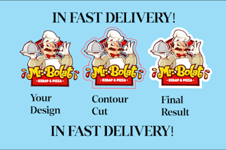 create shape outline, contour cut, die cut, cutline for sticker in fast delivery