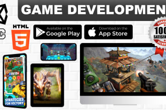 develop 2d , 3d game in unity for android, IOS, web and PC