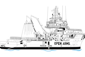 vector line art your ship or boat