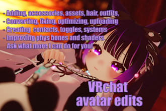 edit, fix, optimize, convert, add nsfw, to vrchat avatar