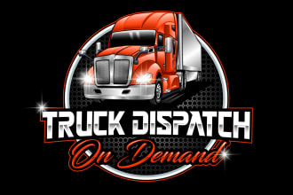 design trucking business, towing, transport, truck logo