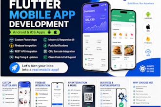 develop a custom flutter app for android and ios