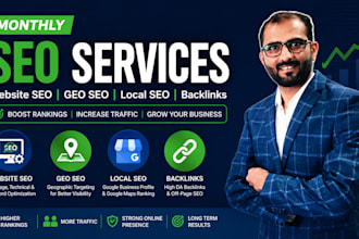 optimize monthly website SEO, GEO, local and off page backlinks