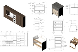 draft your furniture designs to 3d and 2d technical drawings